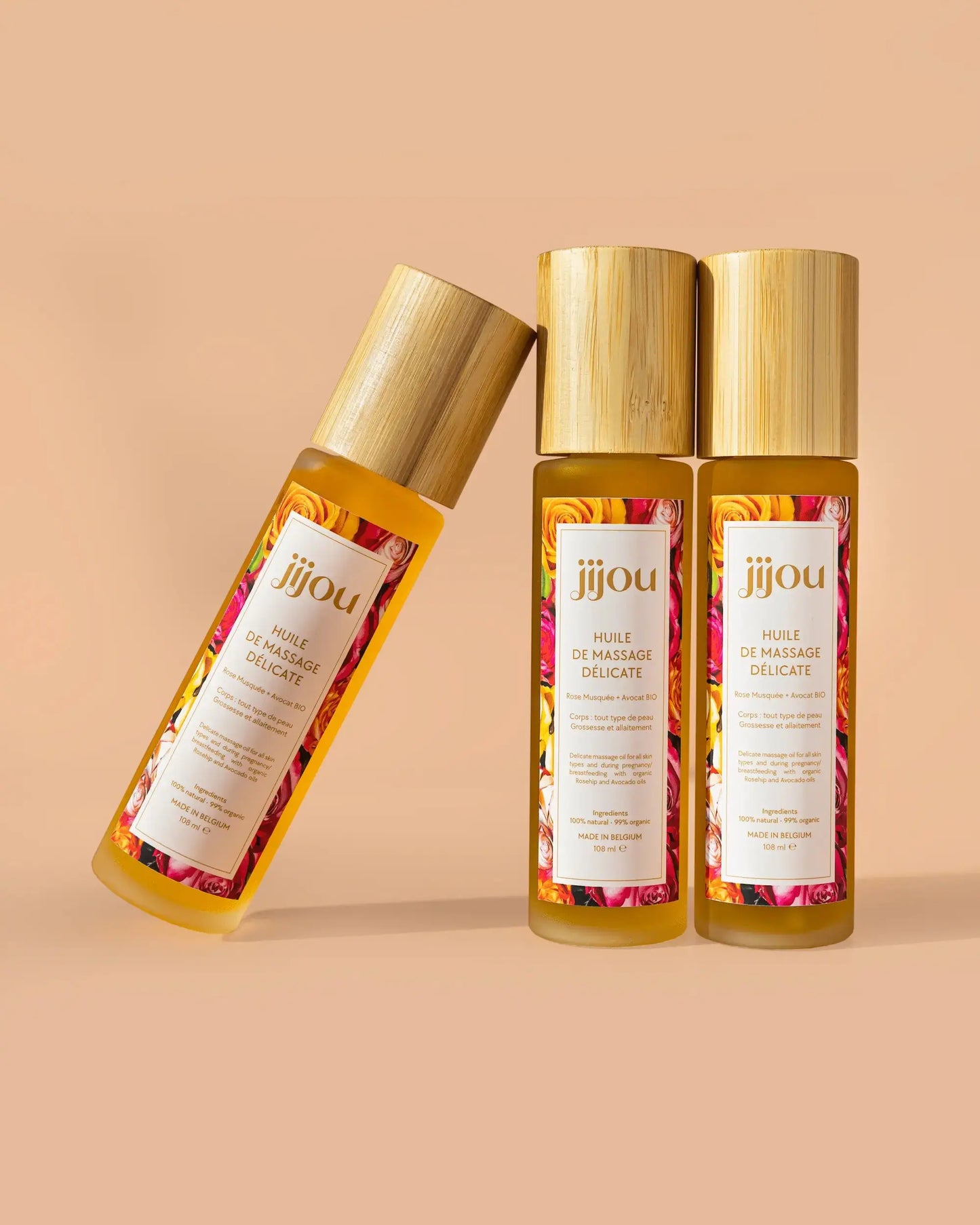 Huile de Massage Délicate naturel et bio JIJOU juliette. Natural Cosmetics - réparatrice, nourrissante, apaisante, relaxante, cicatrisante, anti-vergetures - grossesse enceinte - pour adulte couple bébé femme enceinte