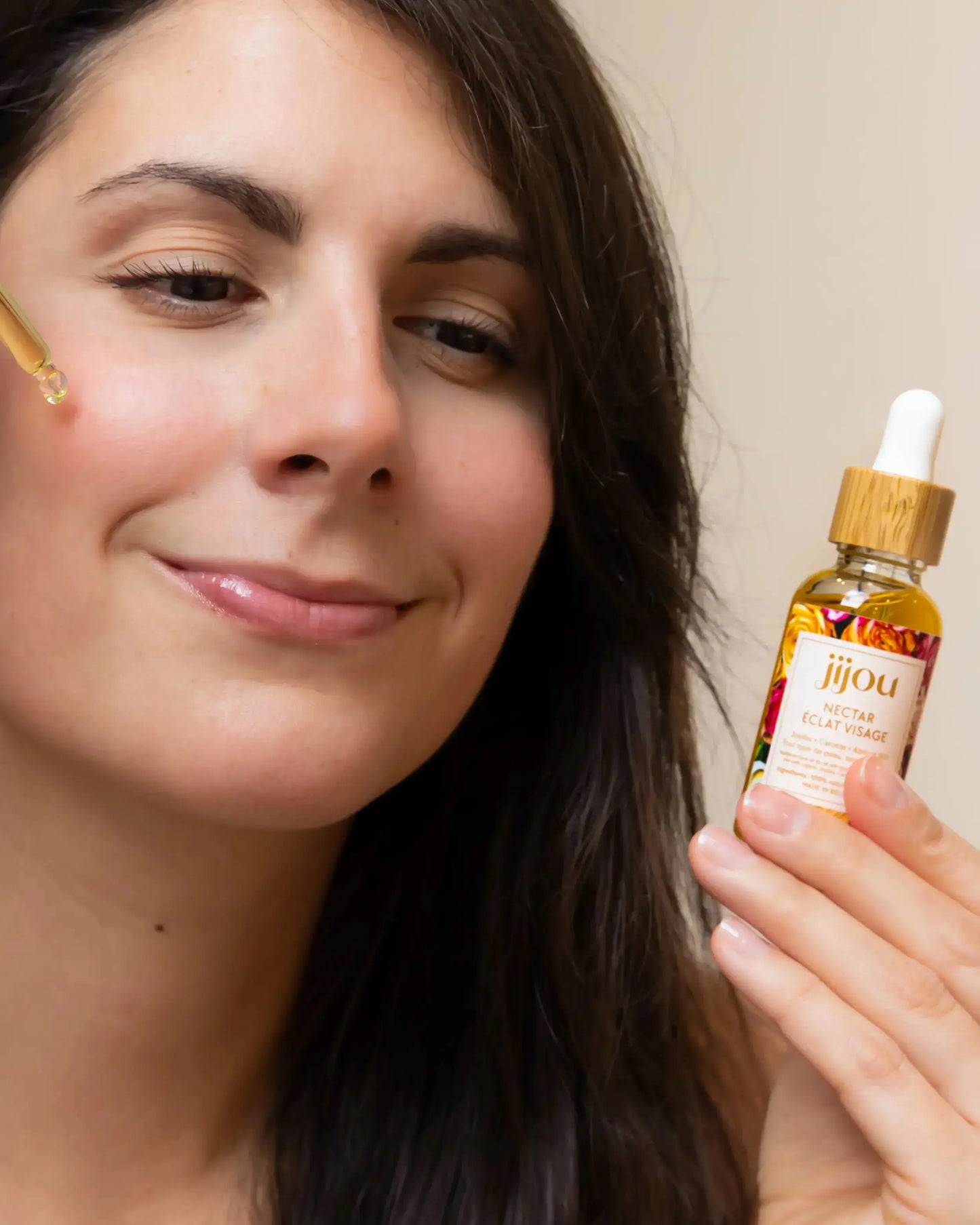 Sérum Huile Visage Naturel & Bio anti-acné, anti-boutons peau grasse/mixte : Nectar Éclat Visage JIJOU juliette. Natural Cosmetics : équilibre et pureté, bonne mine, cosmétiques naturels belges