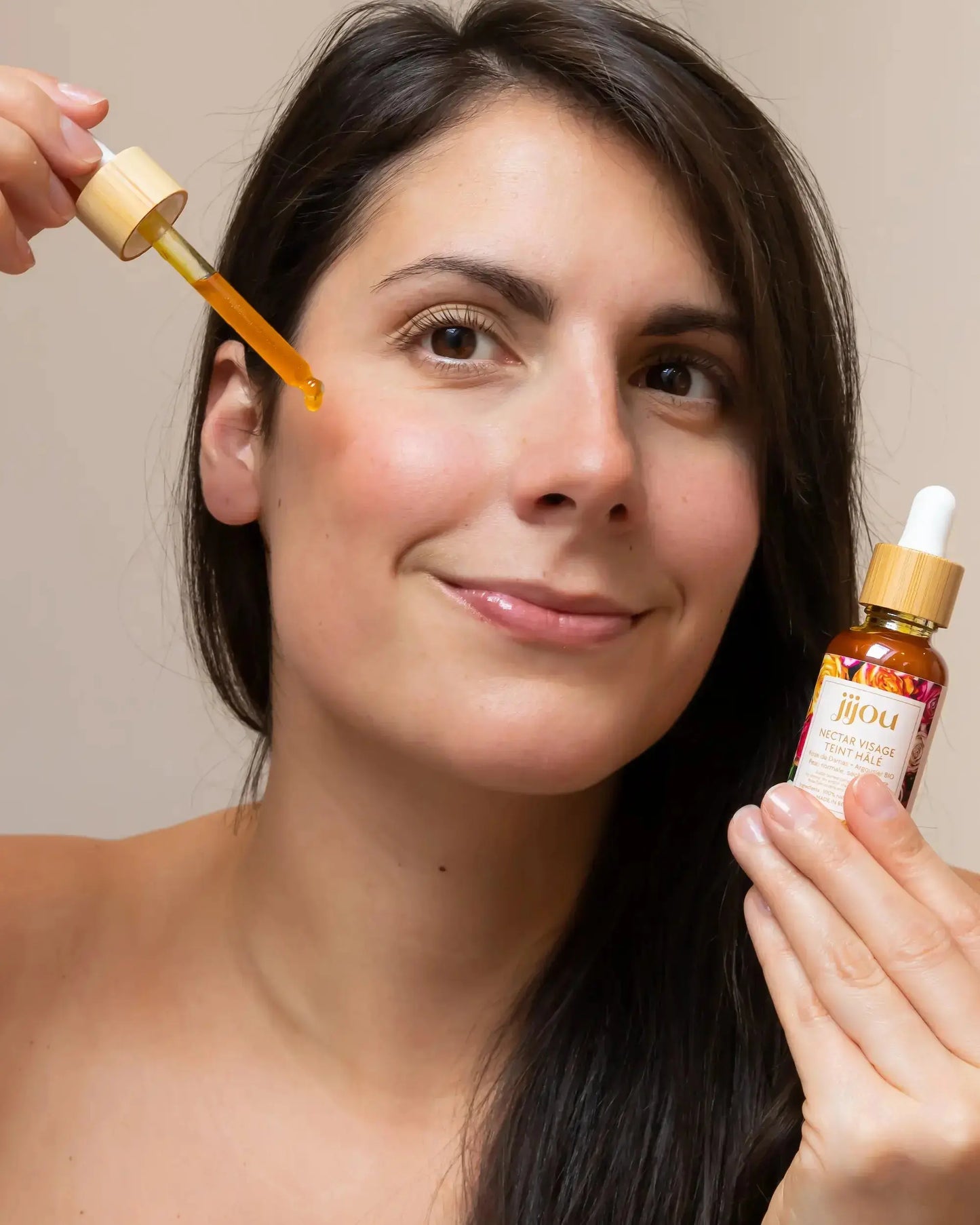 Nectar Teint hâlé anti-age anti-rides Nectar Vitalité Visage JIJOU juliette. Natural Cosmetics : sérum anti-rides pour peau sèche et mature - sérum autobronzant naturel bonne mine