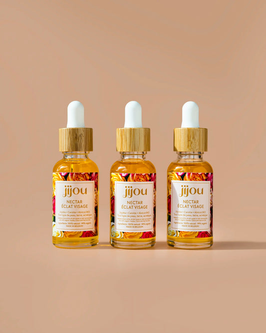 Nectar Eclat Visage Jijou anti-acné, imperfections, boutons, acné hormonale, teint terne abrico, carotte, jojoba, nigelle, tea tree, lavande BIO naturel