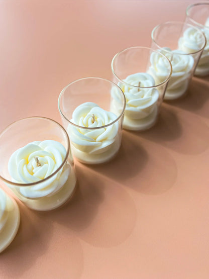Petite bougie Fleur de Coton en verre et bambou Jijou