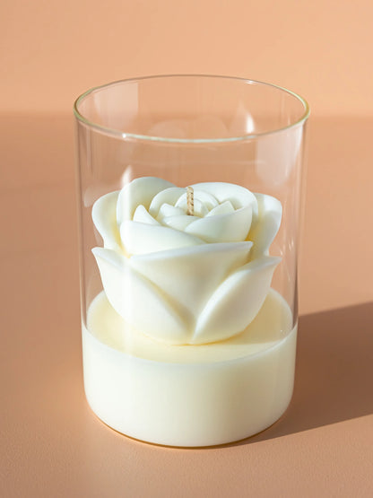 Bougie Parfumée • Fleur de Coton • en forme de rose (grand format) JIJOU®