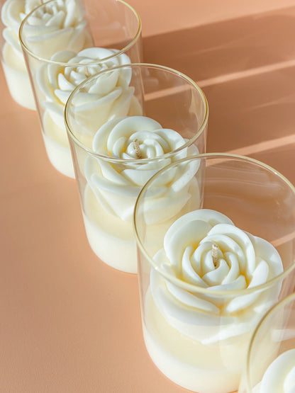 Bougie Parfumée • Fleur de Coton • en forme de rose (grand format) JIJOU®