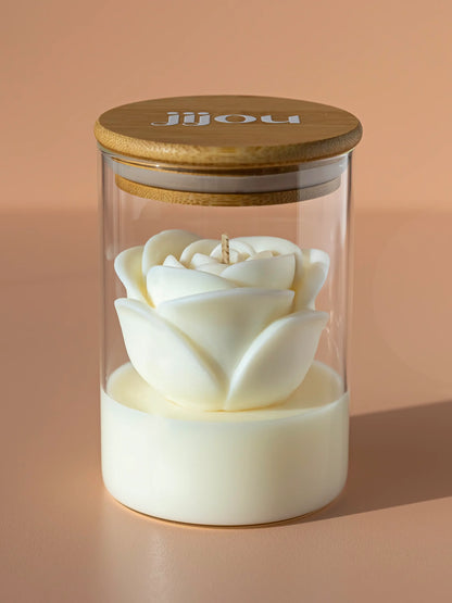 Bougie Parfumée • Fleur de Coton • en forme de rose (grand format) JIJOU®