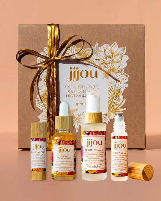 Coffret cadeau visage Hydratant et Éclat avec quatre soins naturels Jijou