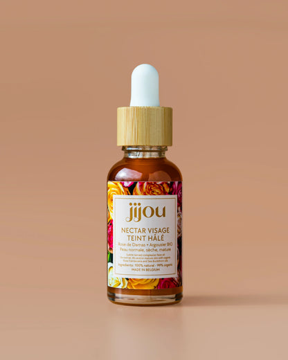 Nectar Teint hâlé anti-age anti-rides Nectar Vitalité Visage JIJOU juliette. Natural Cosmetics : sérum anti-rides pour peau sèche et mature - sérum autobronzant naturel bonne mine