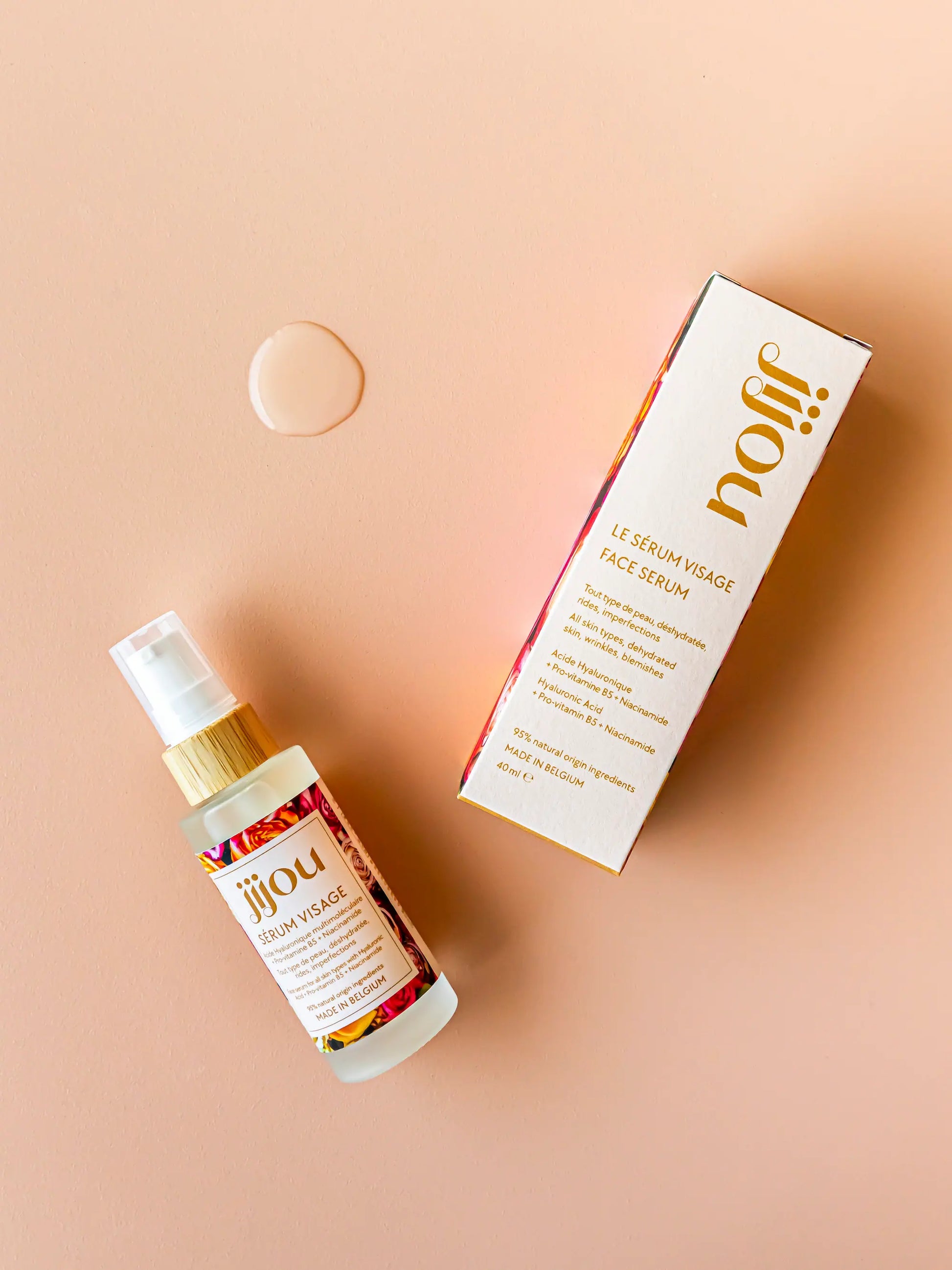 Sérum Visage à l'Acide Hyaluronique, Niacinamide et Panthenol (Pro-vitamine B5) JIJOU®