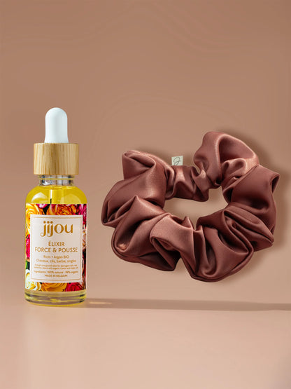 Kit Élixir Force et Pousse + Chouchou Satin Terracotta JIJOU®